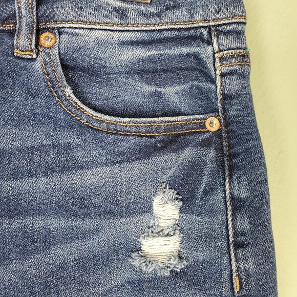 American Eagle Distressed Mom Jean Stretch Skirt Size 10 - Picture 6 of 9